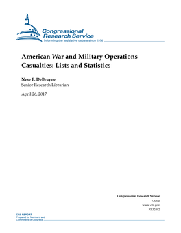 American War and Military Operations Casualties: Lists and Statistics