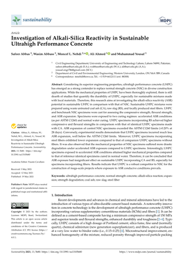 Investigation of Alkali-Silica Reactivity in Sustainable Ultrahigh Performance Concrete