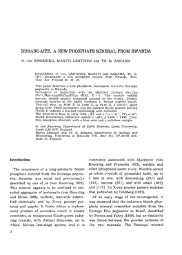 Burangaite, a New Phosphate Mineral from Rwanda