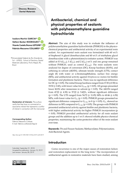 Antibacterial, Chemical and Physical Properties of Sealants with Polyhexamethylene Guanidine Hydrochloride