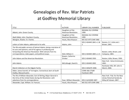 Revolutionary War Genealogies