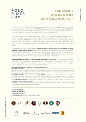Bein SPORTS to Broadcast the 2021 POLO RIDER CUP