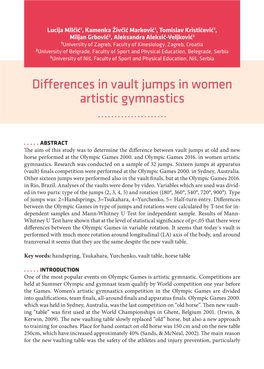Differences in Vault Jumps in Women Artistic Gymnastics