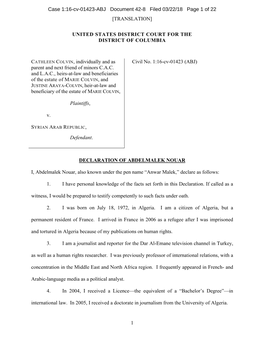 Case 1:16-Cv-01423-ABJ Document 42-8 Filed 03/22/18 Page 1 of 22 [TRANSLATION]