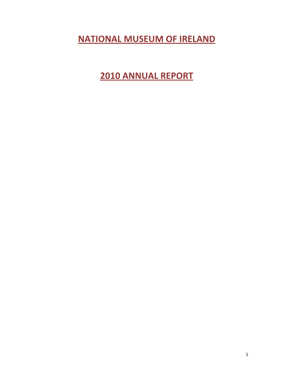 National Museum of Ireland 2010 Annual Report