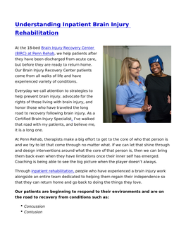 Understanding Inpatient Brain Injury Rehabilitation