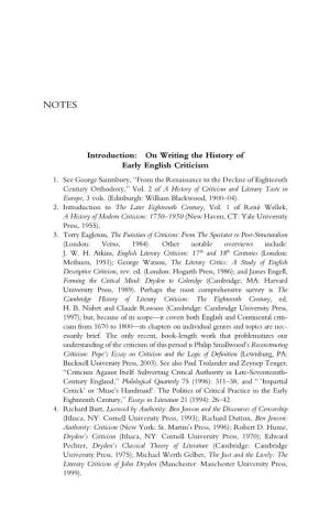 Introduction: on Writing the History of Early English Criticism 1
