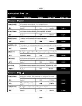 Conn-Selmer Price List