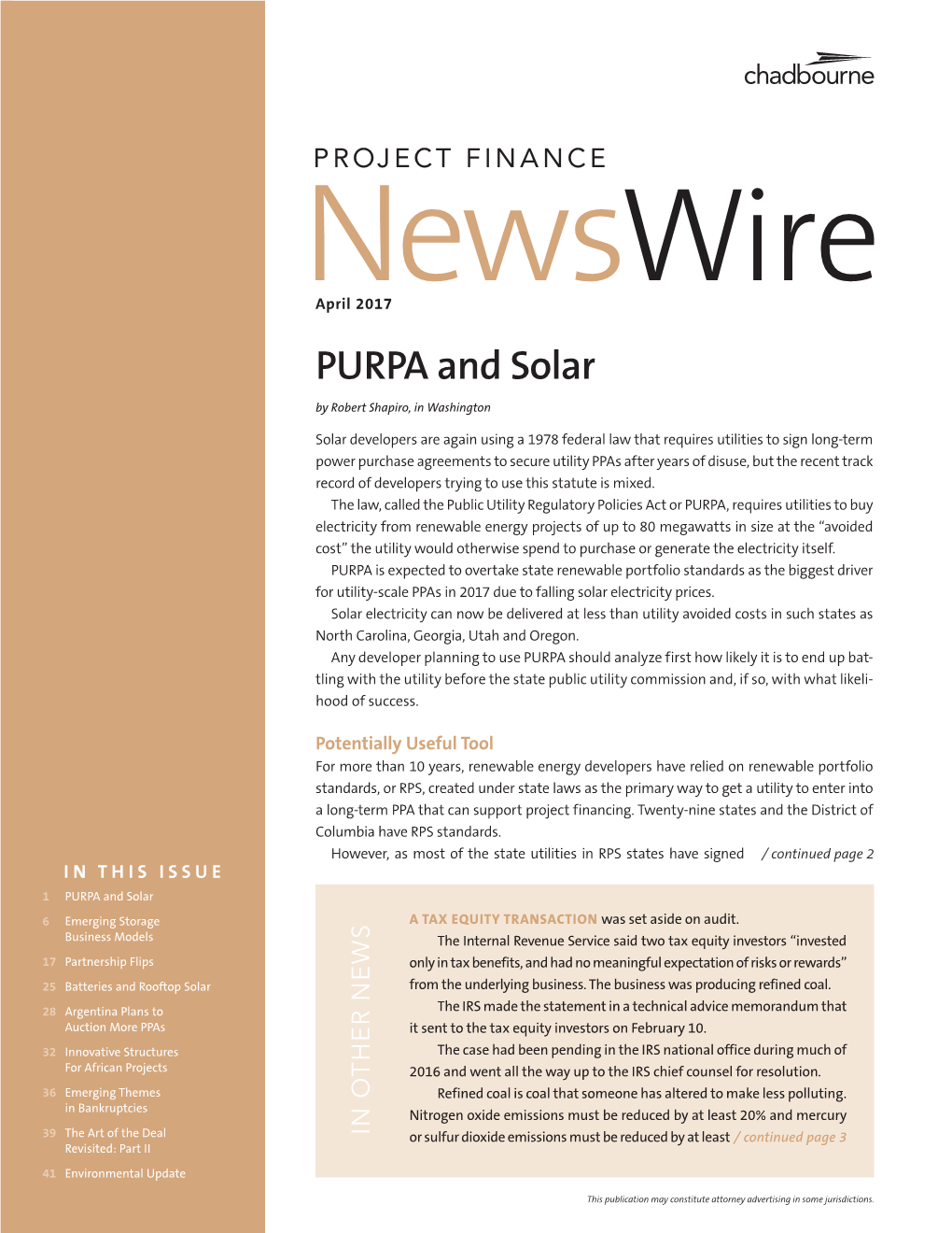PURPA and Solar by Robert Shapiro, in Washington
