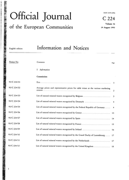 Official Journal C 224 Volume 36 of the European Communities 19 August 1993