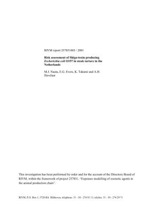 RIVM Report 257851003 / 2001 Risk Assessment of Shiga-Toxin