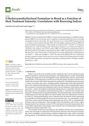 5-Hydroxymethylfurfural Formation in Bread As a Function of Heat Treatment Intensity: Correlations with Browning Indices