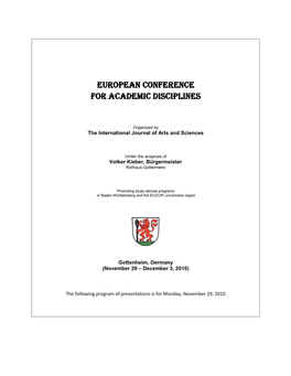 European Conference for Academic Disciplines