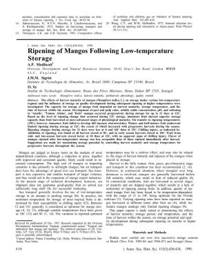 "Ripening of Mangos Following Low-Temperature Storage "