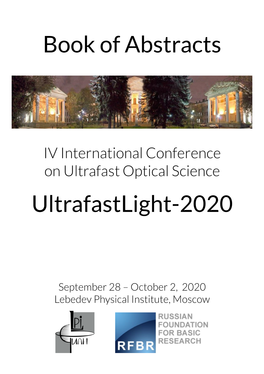 Ultrafastlight-2020 Book of Abstracts