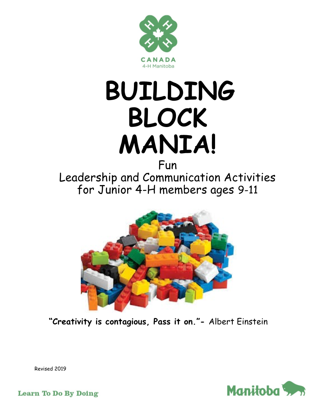 BUILDING BLOCK MANIA! Fun Leadership and Communication Activities for Junior 4-H Members Ages 9-11