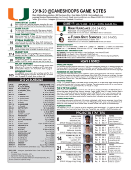 2019-20 @Caneshoops Game Notes