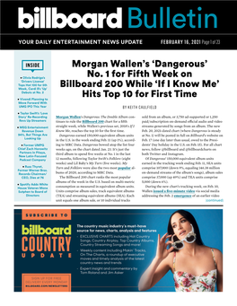 Morgan Wallen's 'Dangerous' No. 1 for Fifth Week on Billboard 200 While