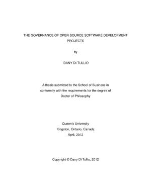 The Governance of Open Source Software Development Projects