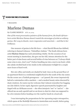Marlene Dumas - the New York Times 28/09/2017, 16�52