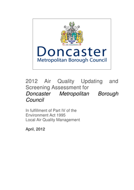 2012 Air Quality Updating and Screening Assessment for Doncaster Metropolitan Borough Council