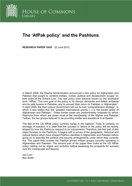 The 'Afpak Policy' and the Pashtuns