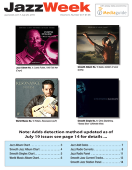 Jazzweek with Airplay Data Powered by Jazzweek.Com • July 26, 2010 Volume 6, Number 34 • $7.95