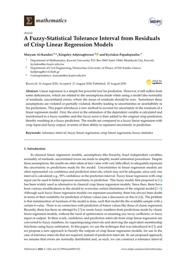 A Fuzzy-Statistical Tolerance Interval from Residuals of Crisp Linear Regression Models