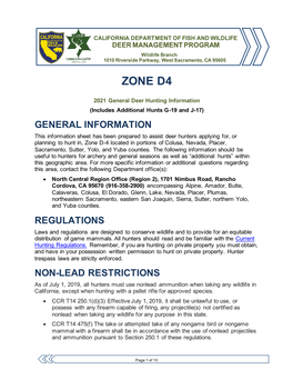 2021 D4 Zone Hunt Info