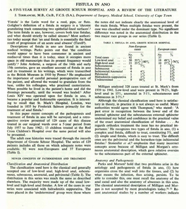 Fistula in Ano a Five-Year Survey at Groote Schuur Hospital and a Review of the Literature J