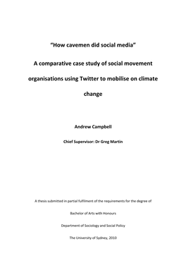 “How Cavemen Did Social Media” a Comparative Case Study of Social Movement Organisations Using Twitter to Mobilise on Climat