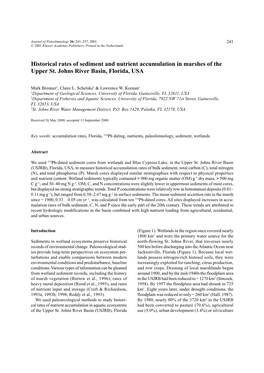 Historical Rates of Sediment and Nutrient Accumulation in Marshes of the Upper St