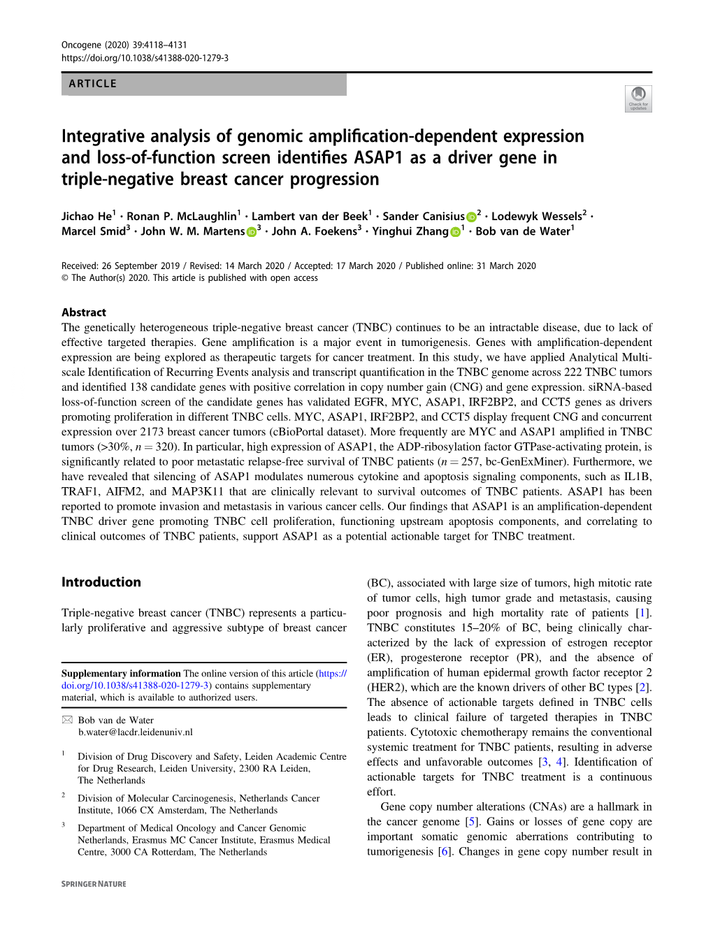 Integrative Analysis of Genomic Amplification-Dependent Expression