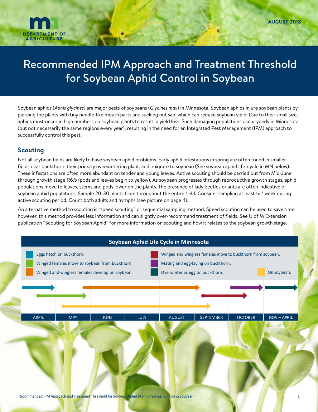 Recommended IPM Approach and Treatment Threshold for Soybean Aphid Control in Soybean