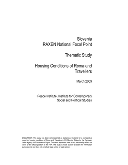 Slovenia RAXEN National Focal Point Thematic Study Housing Conditions