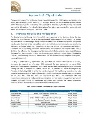 Appendix 8: City of Linden September 2015