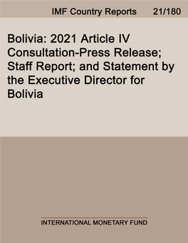 Staff Report; and Statement by the Executive Director for Bolivia
