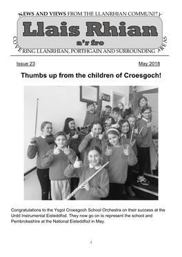 Thumbs up from the Children of Croesgoch!