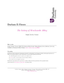 The History of Winchcombe Abbey