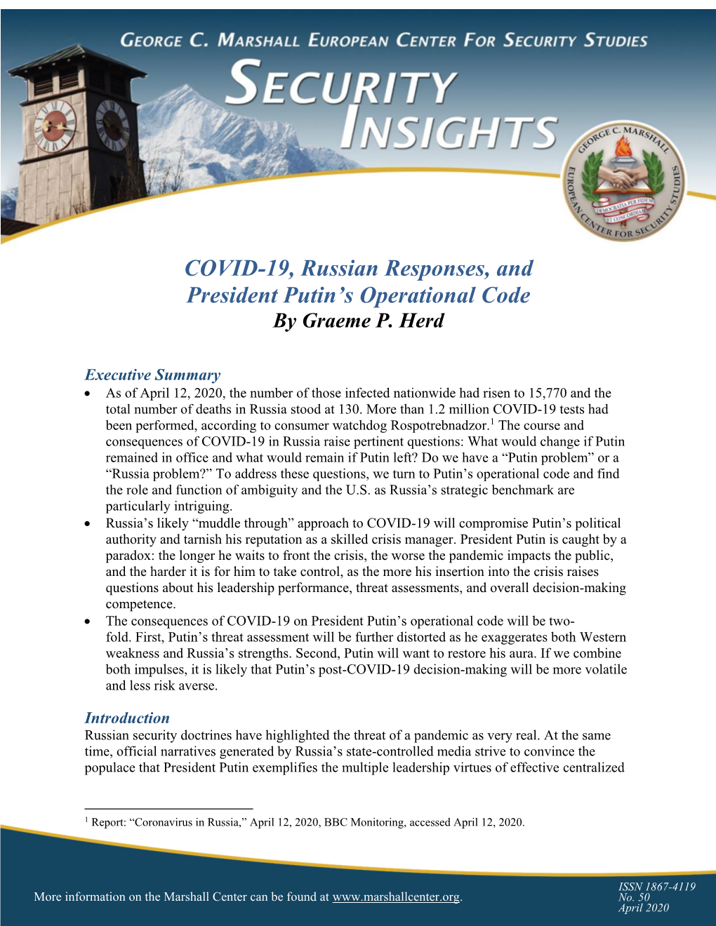COVID-19, Russian Responses, and President Putin's Operational