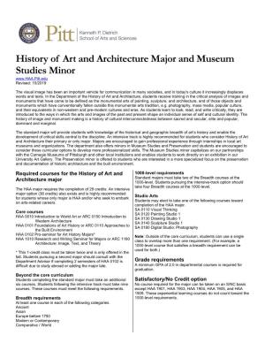 History of Art and Architecture Major and Museum Studies Minor Revised: 10/2019
