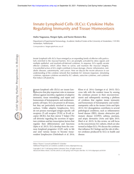 Innate Lymphoid Cells (Ilcs): Cytokine Hubs Regulating Immunity and Tissue Homeostasis