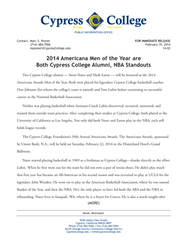 2014 Americana Men of the Year Are Both Cypress College Alumni, NBA Standouts