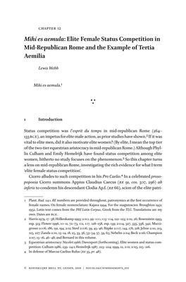 Elite Female Status Competition in Mid-Republican Rome and the Example of Tertia Aemilia