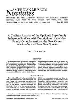 A Cladistic Analysis of the Opilionid Superfamily