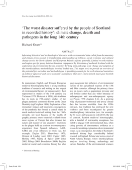 'The Worst Disaster Suffered by the People of Scotland in Recorded