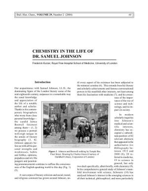 Chemistry in the Life of Dr. Samuel Johnson