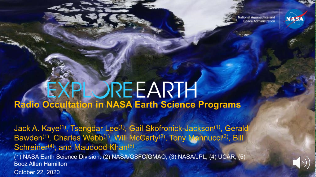 Radio Occultation in NASA Earth Science Programs
