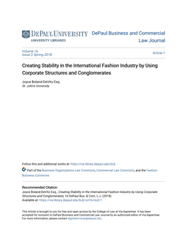 Creating Stability in the International Fashion Industry by Using Corporate Structures and Conglomerates