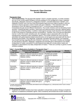 Therapeutic Class Overview Incretin Mimetics